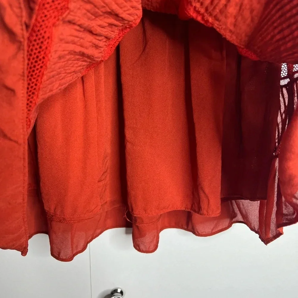 A.L.C. Mini Pleated Skirt 100% silk in Rust Red color - Size 2